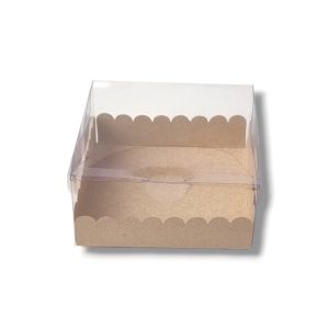 10 Caixas Inteira em Acetato 4 brigadeiros com bandeja Kraft