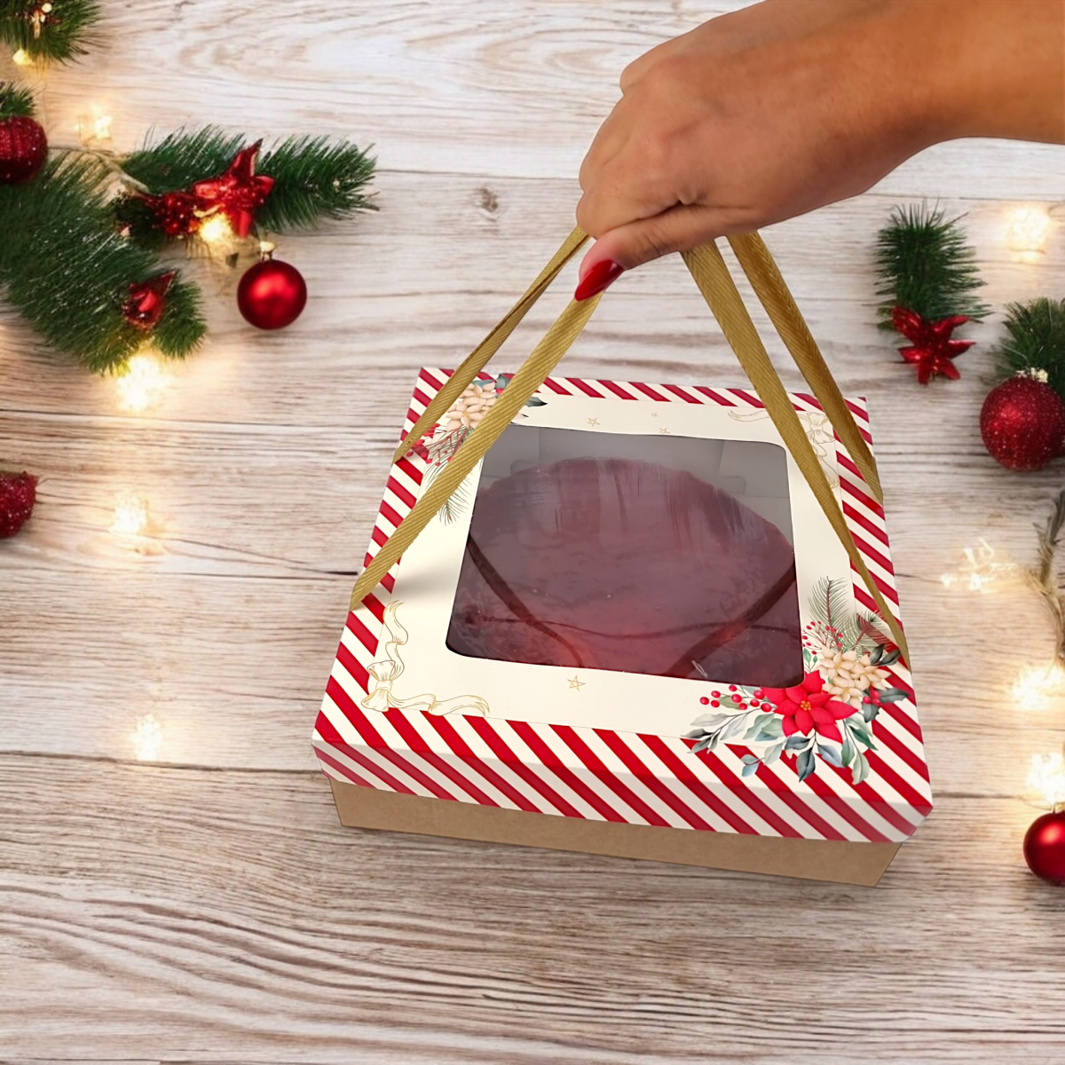 10 Caixas para Tarte com Visor e alça – Feliz Natal - Image 3