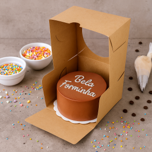 10 Caixas para Bentô Cake Kraft com visor