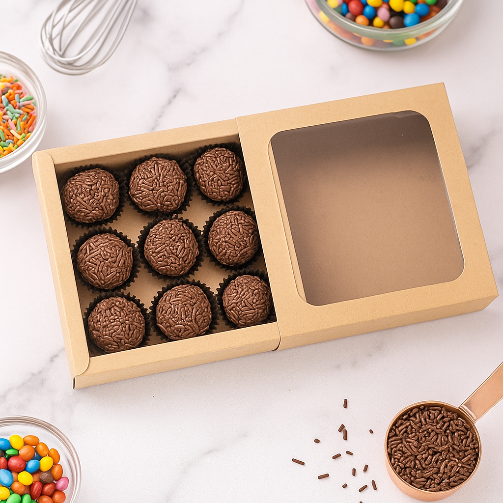 10 Caixas Elegance para 9 brigadeiros Kraft - Image 2