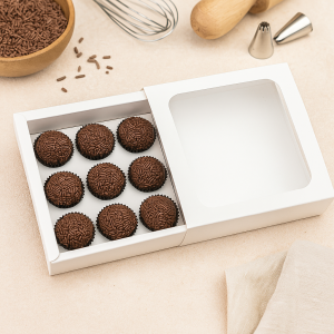 10 Caixas Elegance para 9 brigadeiros Branca