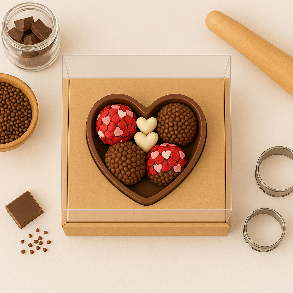 10 Caixas para Coração de Chocolate 200g Kraft - Image 2