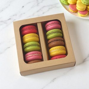 10 Caixas Elegance para 10 Macarons Kraft