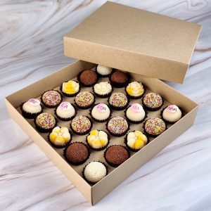 10 Caixas Supreme para 25 brigadeiros Kraft – Tampa em papel