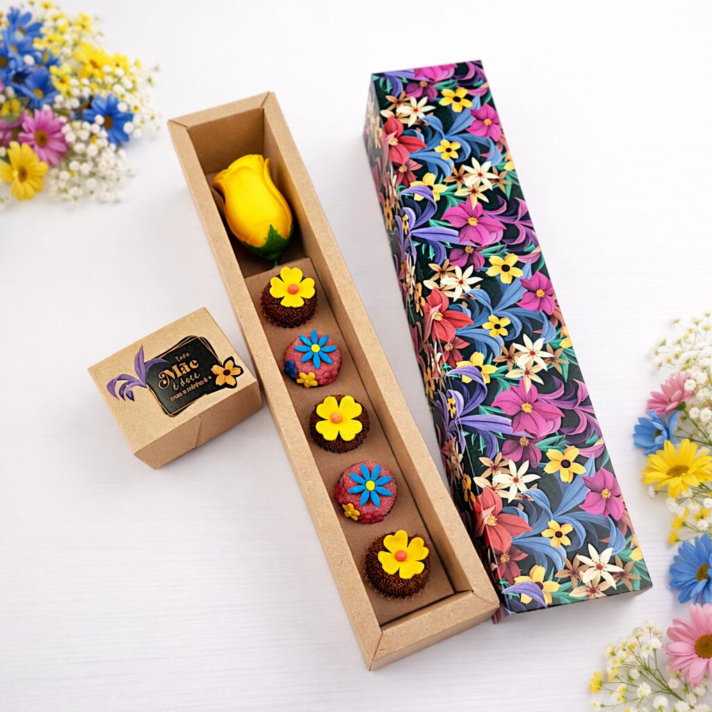 10 Caixas para flor + 5 brigadeiros + cinta – Toda Mãe é doce, mas a minha é + - Image 2