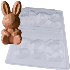 Forma para Chocolate – Semiprofissional Coelho Lapidado Sentado